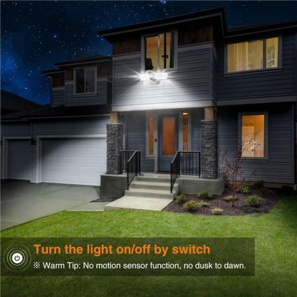 3000LM LED Flood Light Outdoor, Switch Controlled LED Security Light, 28W - Picture 4 of 6